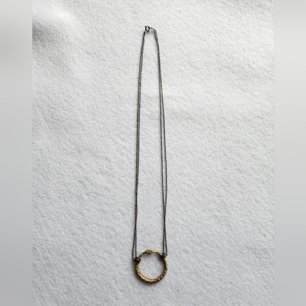 Ourobouros Necklace, Brass And Oxidized Silver
